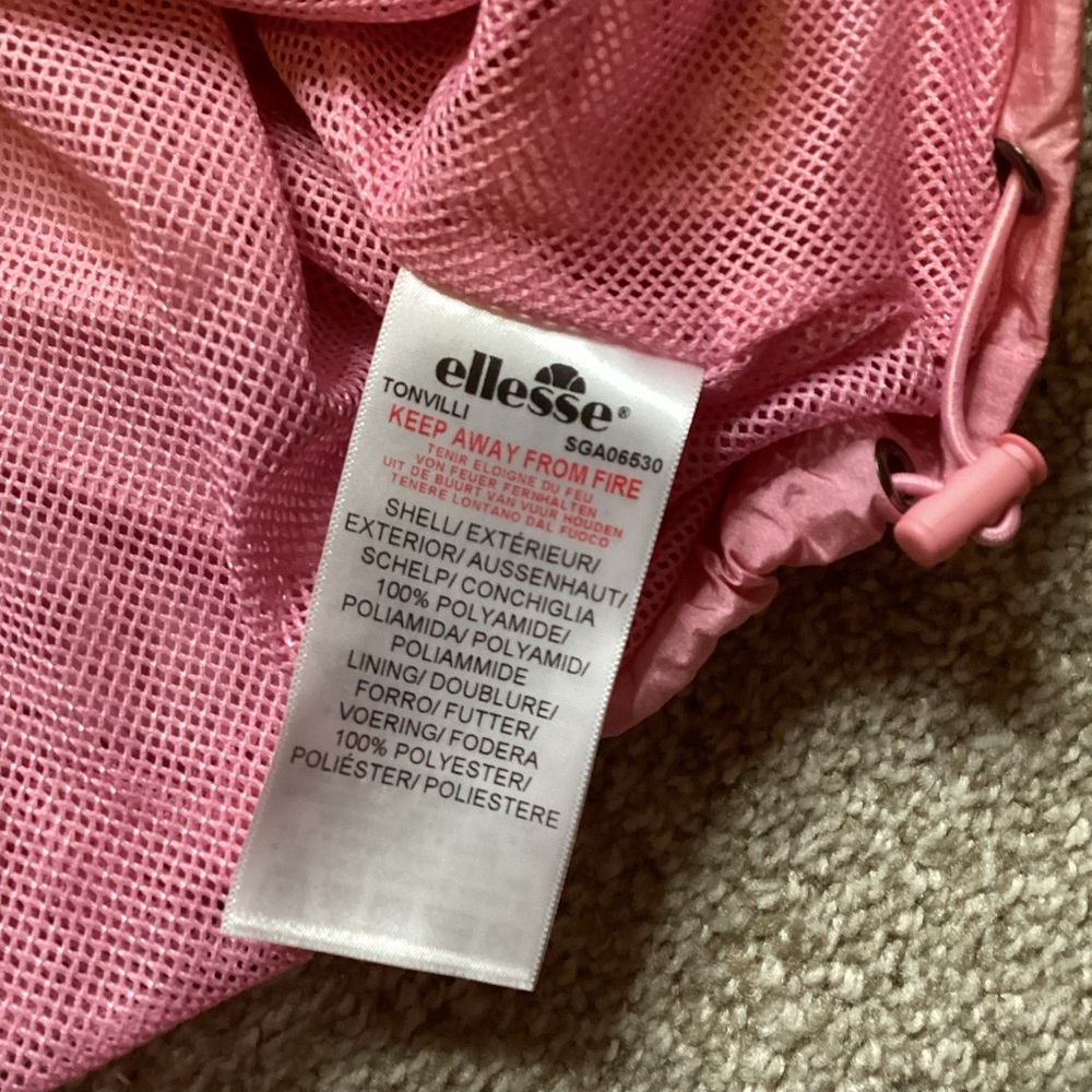 Ellesse Tonvilli Windbreaker Jacket Anorak Hoody Hooded Pink Medium Kangaroo - Picture 8 of 9
